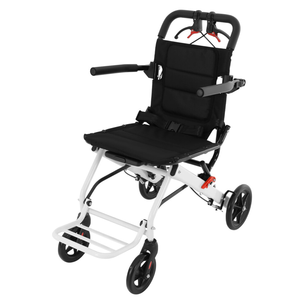 Lightweight Folding Wheelchair with Handbrakes, 17lbs Aluminum Frame, 220lbs Capacity, Travel Bag Included