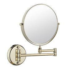 7X Magnification Wall Mounted Makeup Mirror, Double Sided Folding Vanity Mirror with Zirconium Gold Finish