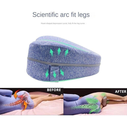 Memory Foam Hip Alignment Pillow for Side Sleepers, Sciatica Relief and Better Sleep (Navy) 1