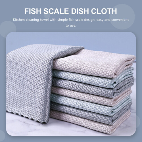 10Pcs Durable Fish Scale Kitchen Towels Multi Color Absorbent Wipers 2
