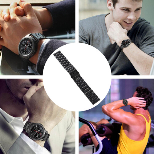 1Bracelet Montre Quick Release Acier Noir Style Luxe Durable 2