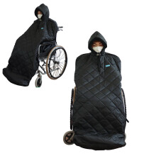 Waterproof Wheelchair Blanket for Adults, Thick Plush Lining, Hooded Winter Leg Warmer Cover