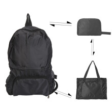 Foldable Waterproof 2 In 1 Backpack Lightweight Travel & Daily Bag 20L Black