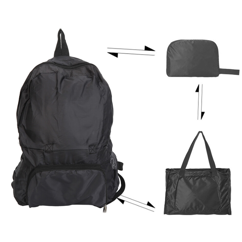 Foldable Waterproof 2 In 1 Backpack Lightweight Travel & Daily Bag 20L Black