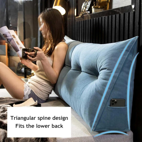 Triangular Bed Wedge Reading Pillow with Ergonomic Back Support, Removable Cover, 120x20x50cm 1