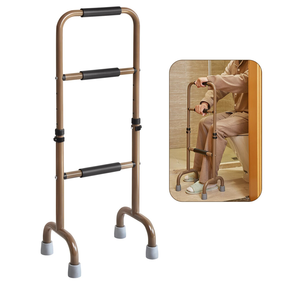 Adjustable Stand Assist for Elderly with Stable Dual UShaped Base, SixLevel Height and Padded Handles, Khaki
