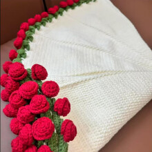 Crochet Blanket Kit 2 in 1 Rose Floral Throw Soft Milk Cotton Beginner Friendly Gift 27.55 in