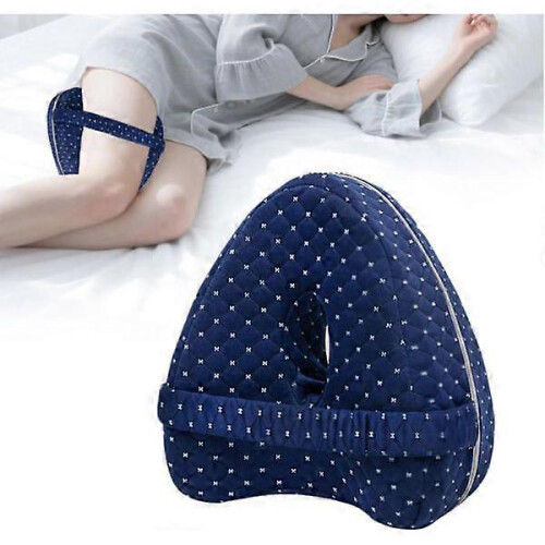(blue) Knee pillow for side lying, orthopedic pillow with memory foam white