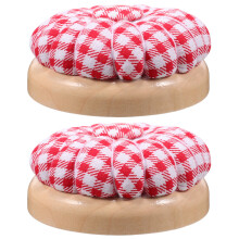 2Pz Cuscinetto Spilli Magnetico Zucca Con Base in Legno Per Ricamo DIY