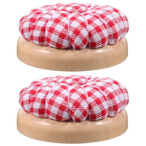 2Pz Cuscinetto Spilli Magnetico Zucca Con Base in Legno Per Ricamo DIY