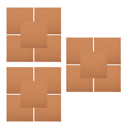 15Sheets Light Yellow Frameless Cork Wall Boards for Home Office Use
