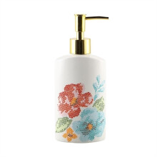Ceramic Soap Dispenser 260ml with Easy Press Gold Pump, Refillable Lotion Holder for Bathroom Kitchen