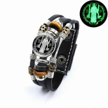 (Style 7)2026 Hot!!  Saint Benedict Medal Leather Bracelet Catholic San Benito Glass Dome Snap Buttons Bangles Men Women Jewelry Accessories