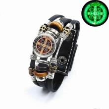 (Style 10)2026 Hot!!  Saint Benedict Medal Leather Bracelet Catholic San Benito Glass Dome Snap Buttons Bangles Men Women Jewelry Accessories
