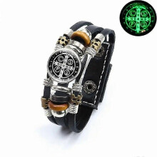 (Style 6)2026 Hot!!  Saint Benedict Medal Leather Bracelet Catholic San Benito Glass Dome Snap Buttons Bangles Men Women Jewelry Accessories