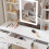 Vanity Dressing Desk with Sliding LED Light Mirror 8