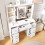 Vanity Dressing Desk with Sliding LED Light Mirror 5