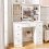 Vanity Dressing Desk with Sliding LED Light Mirror 10