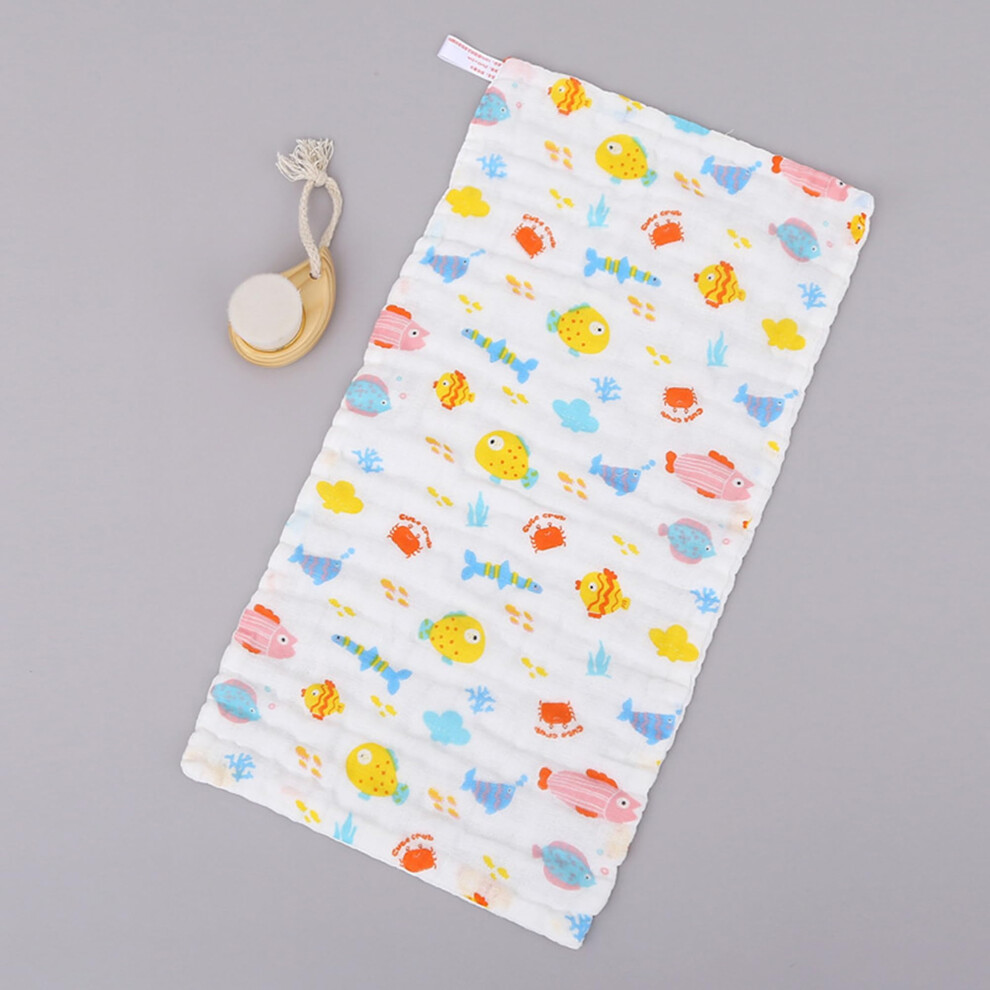 Baby Burp Cloths 6 Layer Muslin Burp Rags Ultra Absorbent Soft Cotton for Newborns School of Sea Fish