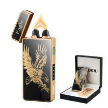 Electric Arc Lighter USB Rechargeable Windproof Plasma Lighter for Candles Camping with Engraved Eagle Design