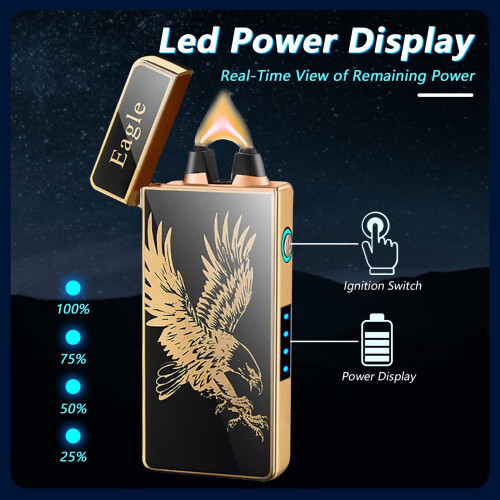 Electric Arc Lighter USB Rechargeable Windproof Plasma Lighter for Candles Camping with Engraved Eagle Design 2