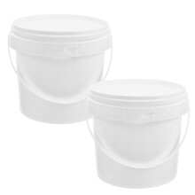 2L Plastic Storage Bucket with Lid and Handle, White PP Food Storage Container for Kitchen and Home