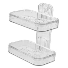 Wall Mounted Soap Dish with Quick Drain and NonPunch Installation, Double Bathroom Soap Holder