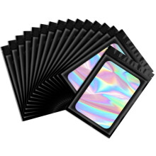 Smell Proof Resealable Mylar Bags with Clear Window for Food Storage and Small Business Packaging (4x6 Inch, Black)