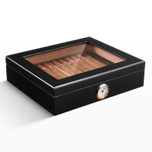 Handmade Cedar Cigar Humidor Box with Hygrometer, Tight Seal, Adjustable Divider, Elegant Wood Finish