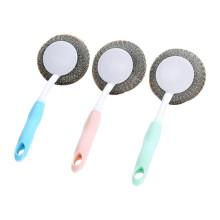 Ergonomic NonSlip Dish Scrubber with Handle Stainless Steel Scouring Brush for Pots and Pans Blue Medium