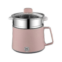 (Double Layers, Pink) Mini Multifunction Cookers Non-stick Pan Electric Rice Cooker Cooking Machine Cook Pot Household Dormitory Hot Pot 1-2 People