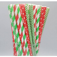 Biodegradable Paper Straws 100 Pack Red and Green Eco Friendly Party Holiday Drinking Straws