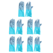 5Pairs Heavy-Duty Sky-Blue Rubber Fish Cleaning Gloves with Grip