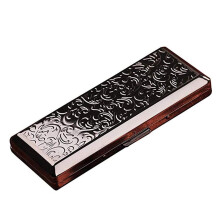 Vintage Embossed Metal Cigarette Case, Slim Black Aluminum Holder Box for 14 Long Cigarettes