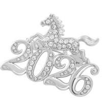 Accessoires d'épingle à cheval du Nouvel An chinois-Argent