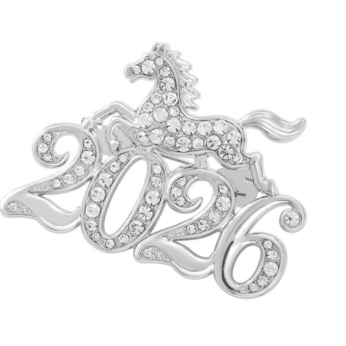 Accessoires d'épingle à cheval du Nouvel An chinois-Argent