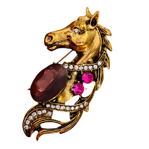 Broche classique en forme de tête de cheval, broche-Couleur or