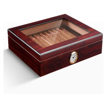 Luxury Cedar Wood Cigar Humidor Box with Hygrometer and Humidifier, Travel Gift Set Red