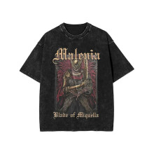 (XXL)Oversized Malenia Blade of Miquella Graphic T-Shirt - Vintage Washed Gothic Fantasy Art Streetwear Tee, 100% Cotton Loose Fit Unis-DADGJ67