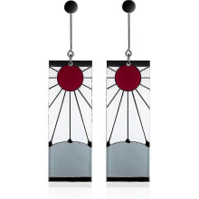 925 Sterling Silver Tanjiro Earrings,anime Demon Slayer Cosplay Tanjiro Black Earrings Ear Clip Kimetsu No Yaiba Hanafuda Halloween for Men Women Earr