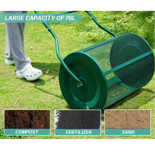 Garden Compost Spreader 76L Lawn Roller 2