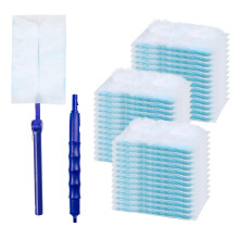 Disposable Duster Refills 100 Sets with Extendable Telescopic Handle, Multi‑Angle Head for Home and Ceiling Fan Cleaning