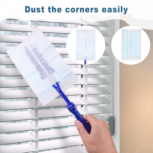 Disposable Duster Refills 100 Sets with Extendable Telescopic Handle, Multi‑Angle Head for Home and Ceiling Fan Cleaning 1