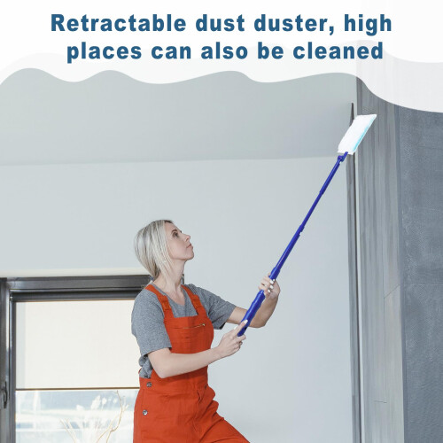 Disposable Duster Refills 100 Sets with Extendable Telescopic Handle, Multi‑Angle Head for Home and Ceiling Fan Cleaning 2