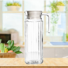 Ribbed Glass Fridge Jug With Lid 900ml Fridge Door Pitcher Jug
