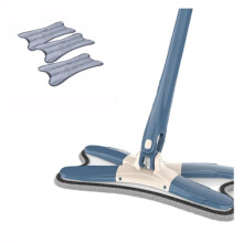 Self Wringing Flat Mop for Hardwood Floors, 360 Rotating Microfiber Deep Clean X Type Mop with 3 Pads