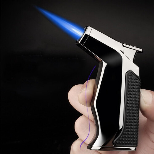 Windproof Butane Torch Lighter, Adjustable Jet Flame Metal Refillable Lighter for Camping, Kitchen, BBQ, Candles 1