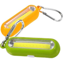 2-Piece LED Keychain Flashlight, Portable Illuminated Torch for Camping and Emergencies, Robust Flashlight in Green and Yellow, Battery-Free for Outdo