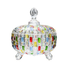 Exquisite Hand Painted Glass Vessel Footed Salad Bowl-candy jar