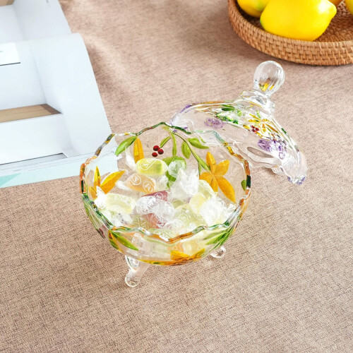 Elegant Hand Painted Glass Container Ideal For Nut-Covered bowl 2